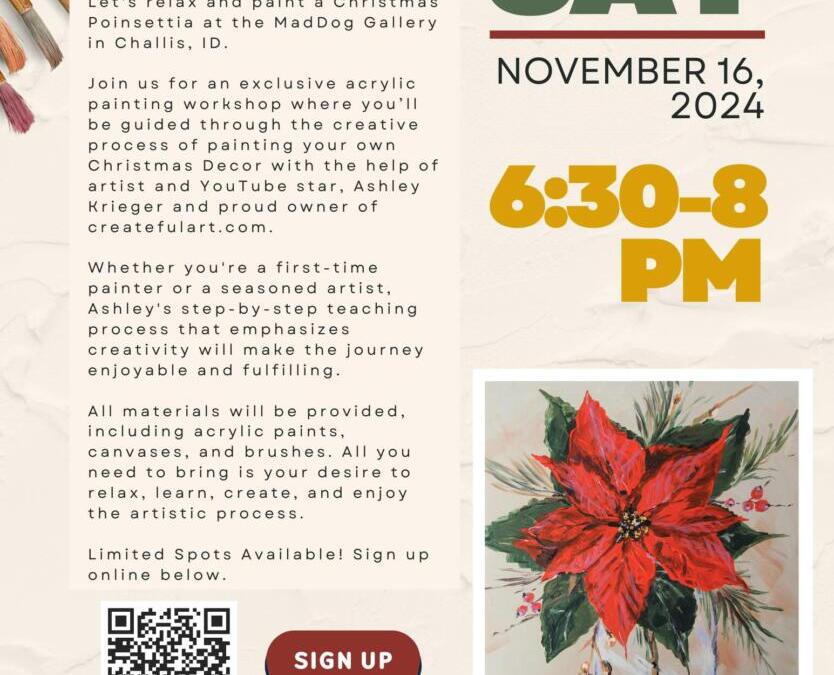 *CANCELLED* Challis Paint Night – Christmas Poinsettia Painting